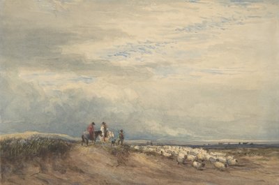 Jeźdźcy z owcami w pobliżu ujścia rzeki, 1830. autorstwa David Cox the elder
