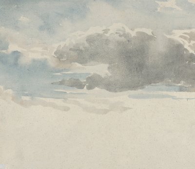 Study of Clouds recto, Study of the Elder Bush by a Fence verso, 1820-45. autorstwa David Cox the elder