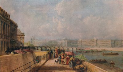 Pont des Arts i Luwr z Quai Conti, c1849 autorstwa David Cox the elder