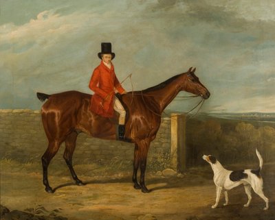 John Hall Kent w stroju myśliwskim siedzącym na koniu, 1825 r autorstwa David Dalby