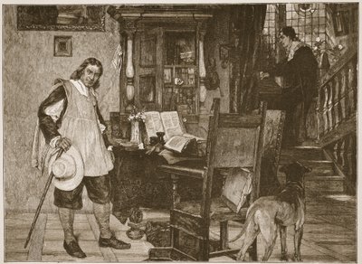 Pan Oliver Cromwell odwiedza pana Johna Miltona, ilustracja z 