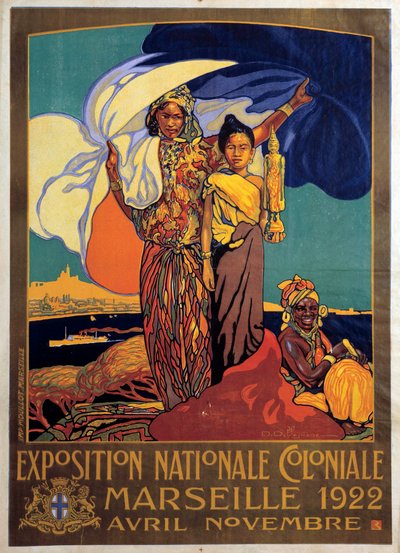 Kolonializm: plakat do narodowej wystawy kolonialnej w Marsylii, plakat Davida Dellepiane (1866-1932) autorstwa David Dellepiane