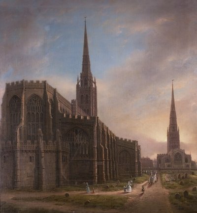 Kościoły św. Michała i Trójcy Świętej, z północnego wschodu, Coventry, 1849 autorstwa David Gee