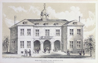 Stary Ratusz, Nowy Jork, 1776, z „Podręcznika walentynkowego”, grawerowanego przez George