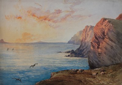 Dorset Coast o zachodzie słońca autorstwa David Hall McKewan