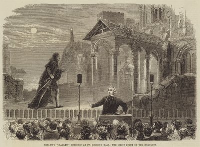 Odczyty Bellews Hamlet w St Georges Hall, scena duchów na wałach autorstwa David Henry Friston