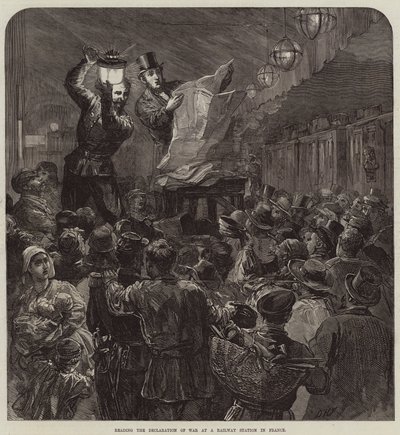 Czytanie wypowiedzenia wojny na dworcu kolejowym we Francji autorstwa David Henry Friston