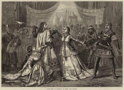 Scena z Il Talismano, w Drury Lane Theatre autorstwa David Henry Friston