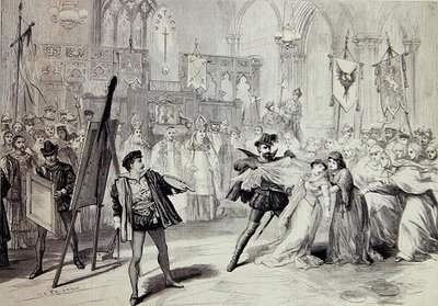 Scena z „Moro malarz Antwerpii”, opery Michaela Balfe autorstwa David Henry Friston