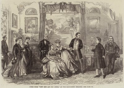 Scena z New Men and Old Acres, w teatrze Haymarket autorstwa David Henry Friston