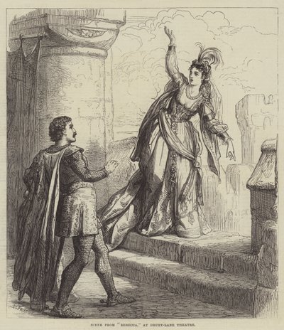 Scena z Rebeki, w Drury-Lane Theatre autorstwa David Henry Friston