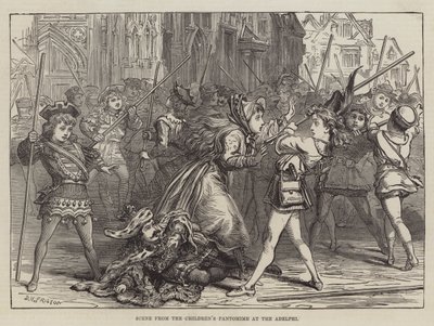 Scena z pantomimy dla dzieci w Adelphi autorstwa David Henry Friston