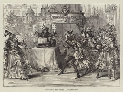 Scena z pantomimy Drury Lane autorstwa David Henry Friston