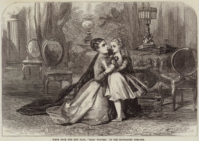 Scena z nowej sztuki, Mary Warner, w teatrze Haymarket autorstwa David Henry Friston