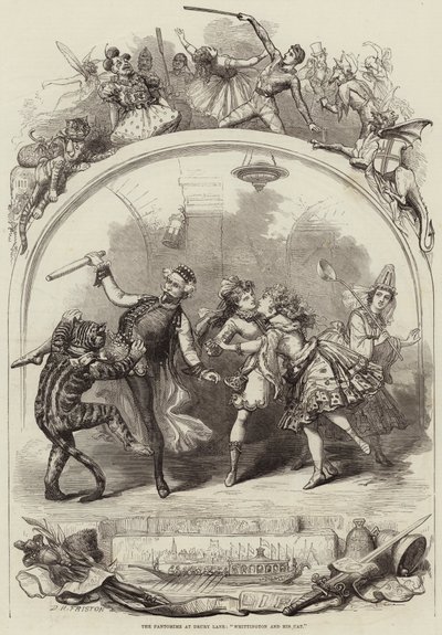 Pantomima na Drury Lane, Whittington i jego Cat autorstwa David Henry Friston