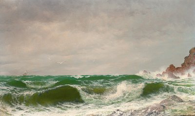 Fale rozbijające się o skaliste wybrzeże, 1885 autorstwa David James