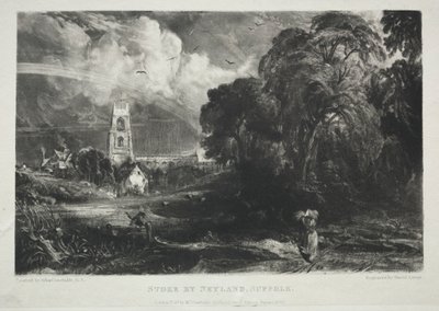 Różne tematy krajobrazu, charakterystyczne dla angielskiej scenerii... Stoke autorstwa Naylanda, Suffolk, 1830. autorstwa David Lucas