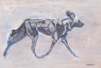African Painted Dog (dziki pies), 2024 (olej na płótnie) autorstwa David Mayer