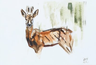 Sarna (Buck), 2022 (olej na płótnie) autorstwa David Mayer