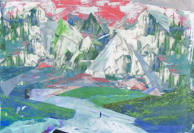 Sawtooth II, 2017, Technika mieszana na panelu drewnianym autorstwa David McConochie