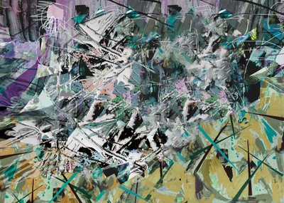 Tanglewood, 2017, Technika mieszana na panelu drewnianym. autorstwa David McConochie