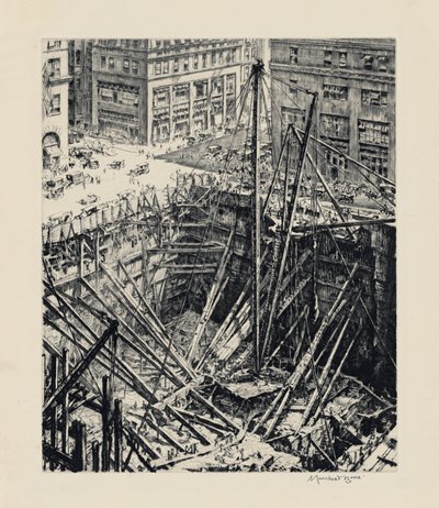 Wykopaliska na Manhattanie autorstwa David Muirhead Bone