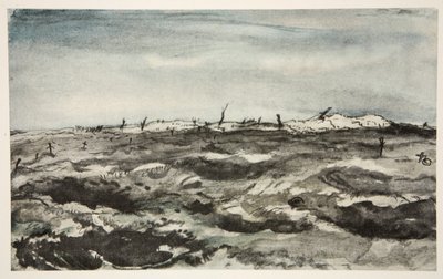 Via Dolorosa: Farma Mouquet, ilustracja z "Frontu Zachodniego", wyd. przez Country Life Ltd. autorstwa David Muirhead Bone