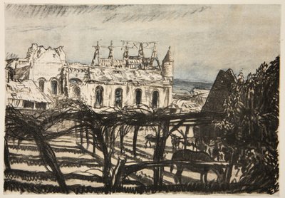 Ogród różany, ilustracja z "The Western Front", wyd. przez Country Life Ltd. autorstwa David Muirhead Bone