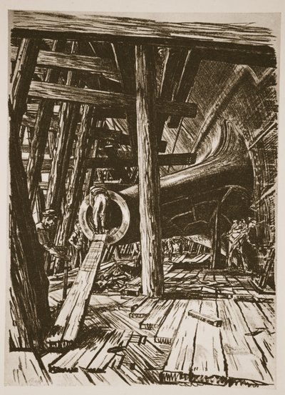Wspornik wału, ilustracja z "The Western Front", wyd. przez Country Life Ltd autorstwa David Muirhead Bone