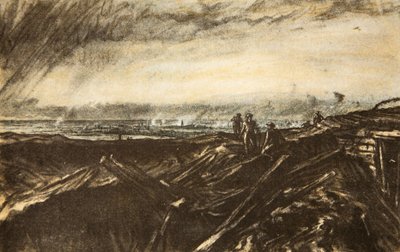 Odległy obiektyw, z Notre Dame de Lorette, ilustracja z "The Western Front", wyd. przez Country Life Ltd. autorstwa David Muirhead Bone