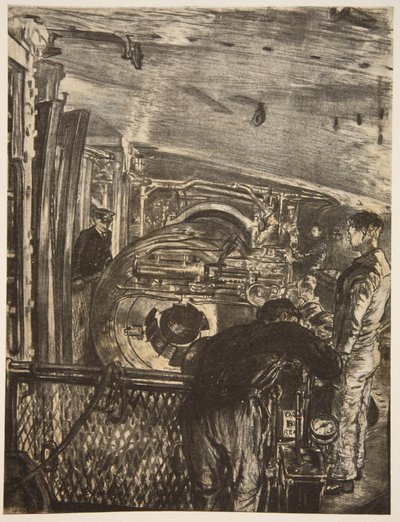 Wewnątrz wieżyczki, ilustracja z "The Western Front", wyd. przez Country Life Ltd. autorstwa David Muirhead Bone