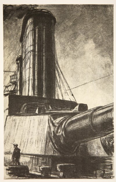 Na krążowniku, ilustracja z "The Western Front", wyd. przez Country Life Ltd. autorstwa David Muirhead Bone