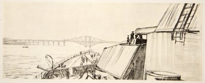 Na pancerniku: w Forth, ilustracja z "The Western Front", wyd. przez Country Life Ltd. autorstwa David Muirhead Bone