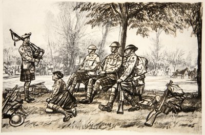 Poza linią, ilustracja z "Frontu Zachodniego", wyd. przez Country Life Ltd autorstwa David Muirhead Bone
