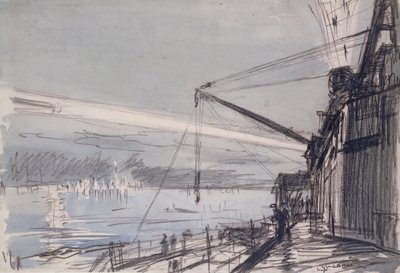 Reflektor w Scapa Flow (akwarela na papierze) autorstwa David Muirhead Bone