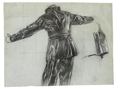 Study for Winter Mine-Laying off Iceland, ok. 1942, kat. 9 (ołówek i kreda na papierze) autorstwa David Muirhead Bone