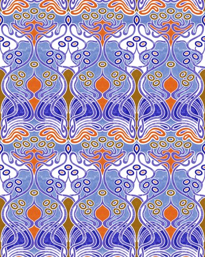 Beauclair Blue Orange, 2018 (mieszane media cyfrowe) autorstwa David Newton
