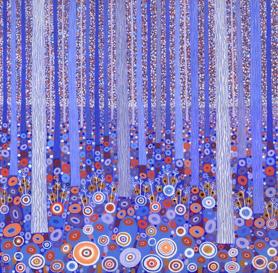 Blue Orange Forest, 2015 (akryl na płótnie) autorstwa David Newton