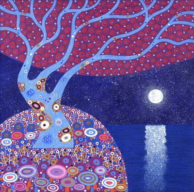 Midnight Moon, 2016 (akryl na płótnie) autorstwa David Newton