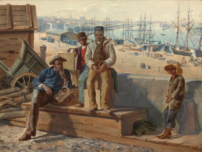 Czarni chłopcy na nabrzeżu, ok. 1865. autorstwa David Norslup