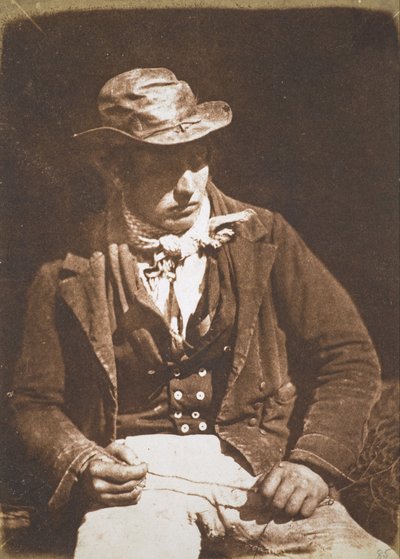 Willie Liston, „Redding [czyszczenie lub przygotowanie] linii”; Rybak z Newhaven autorstwa David Octavius Hill and Robert Adamson