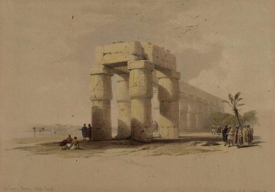 W Luksorze, Tebach, Górnym Egipcie, z „Egipt i Nubia”, tom 1 (lit) autorstwa David Roberts