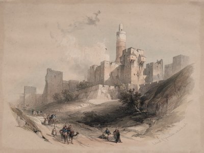 Cytadela Jerozolimska, bez murów, Wieża Dawida, 1839. autorstwa David Roberts