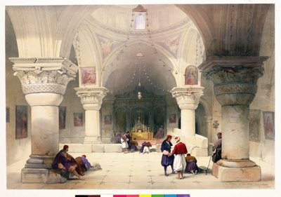 Krypta Grobu Świętego, Jerozolima, tablica 20 z tomu I Ziemi Świętej, ryty Louis Haghe (1806-85) wyd. 1842 autorstwa David Roberts