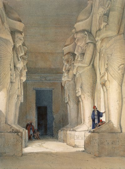 Odkopana świątynia Gyrshe, Nubia, XIX w. autorstwa David Roberts