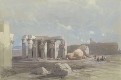 Fragmenty kolosalnego posągu w Memnonium w Tebach autorstwa David Roberts