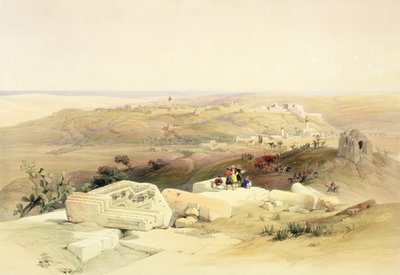 Gaza, 21 marca 1839, tablica 59 z tomu II „Ziemia Święta”, sztychowana przez Louisa Haghe (1806-85) wyd. 1843 autorstwa David Roberts