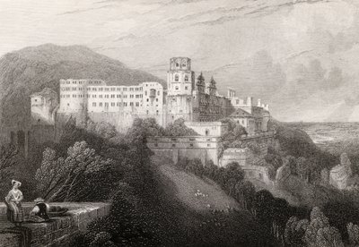 Zamek w Heidelbergu, Heidelberg, rytowany przez J.T.Willmore