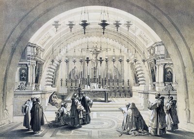 Wnętrze kościoła Grobu Świętego w Jerozolimie autorstwa David Roberts