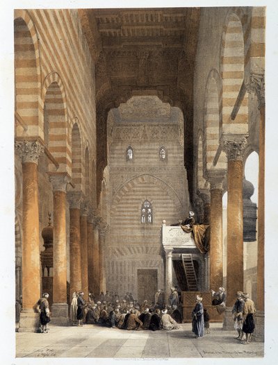 Wnętrze meczetu Metwalys w Kairze w „Ziemi Świętej”, Londyn 1849 autorstwa David Roberts